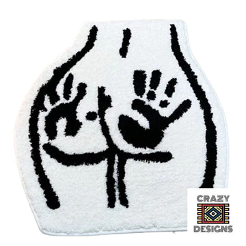 Custom Tufted Booty Handprint White Plush Non-Slip Carpet Rug