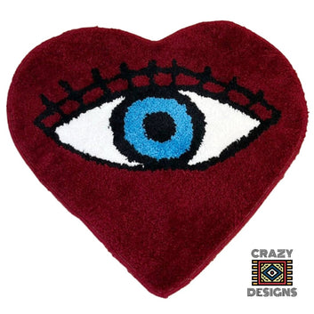 Custom Tufted Big Pretty Eye Red Heart Plush Non-Slip Carpet Rug